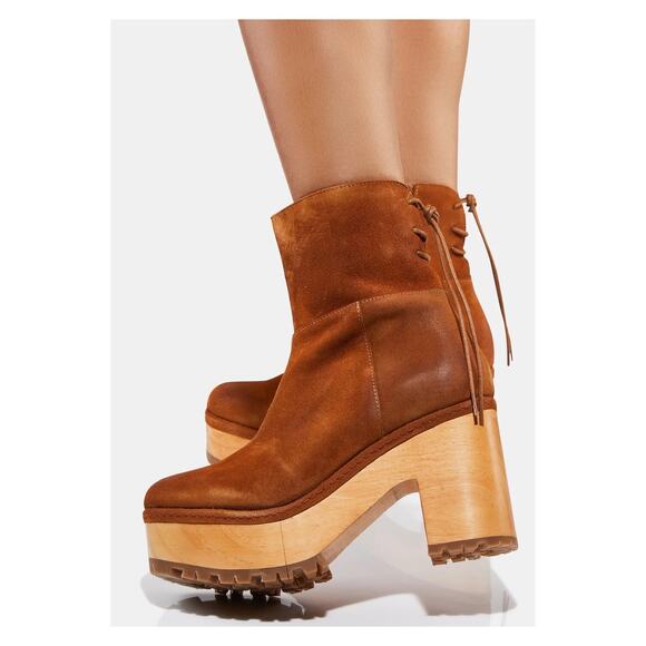 Free People Shoes - Free People Brown Suede Kenna Platform Lug Sole Clog Boots Sz.41(US 10) NWOB